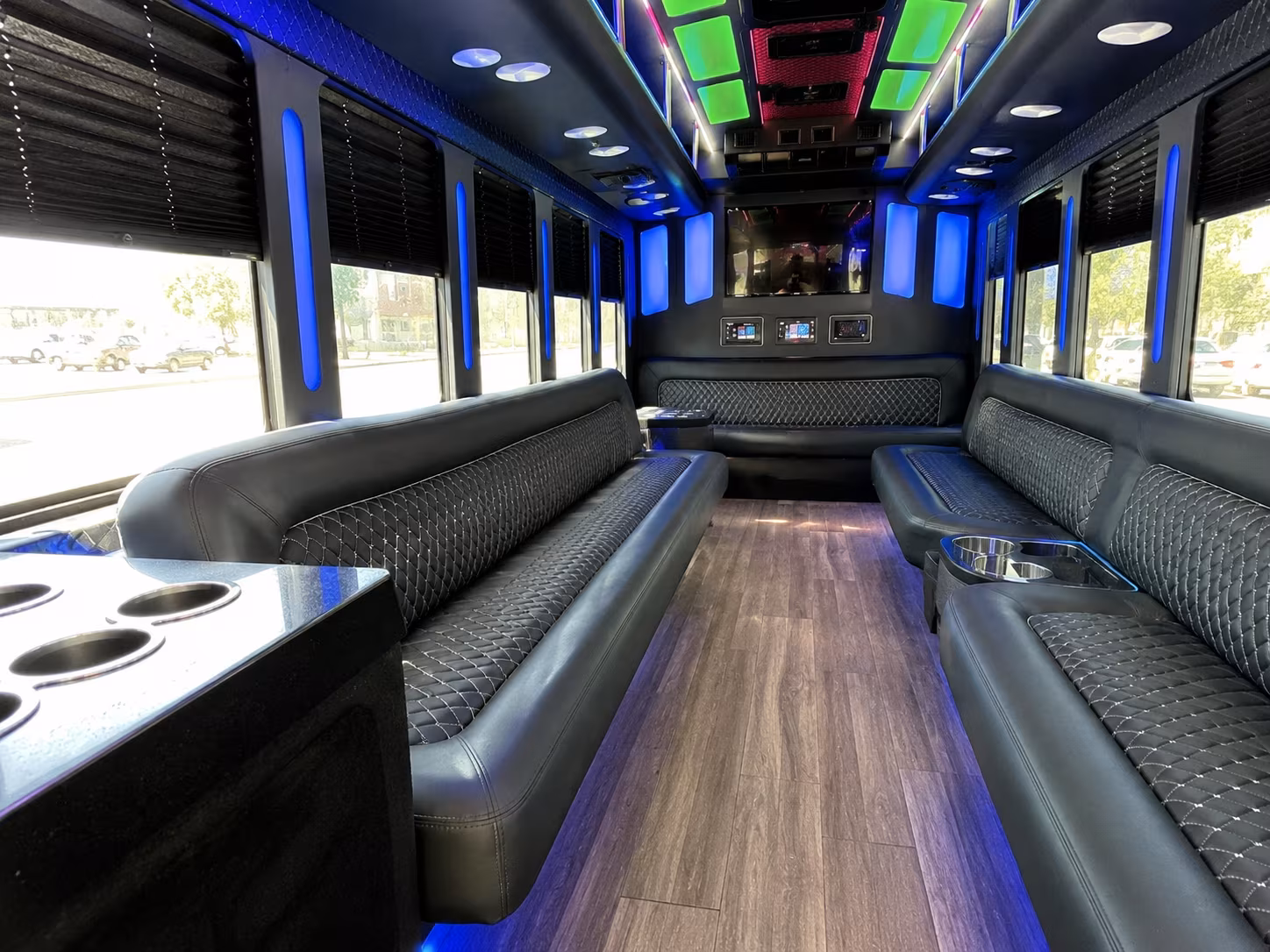 gaithersburg 15 passenger party bus inside