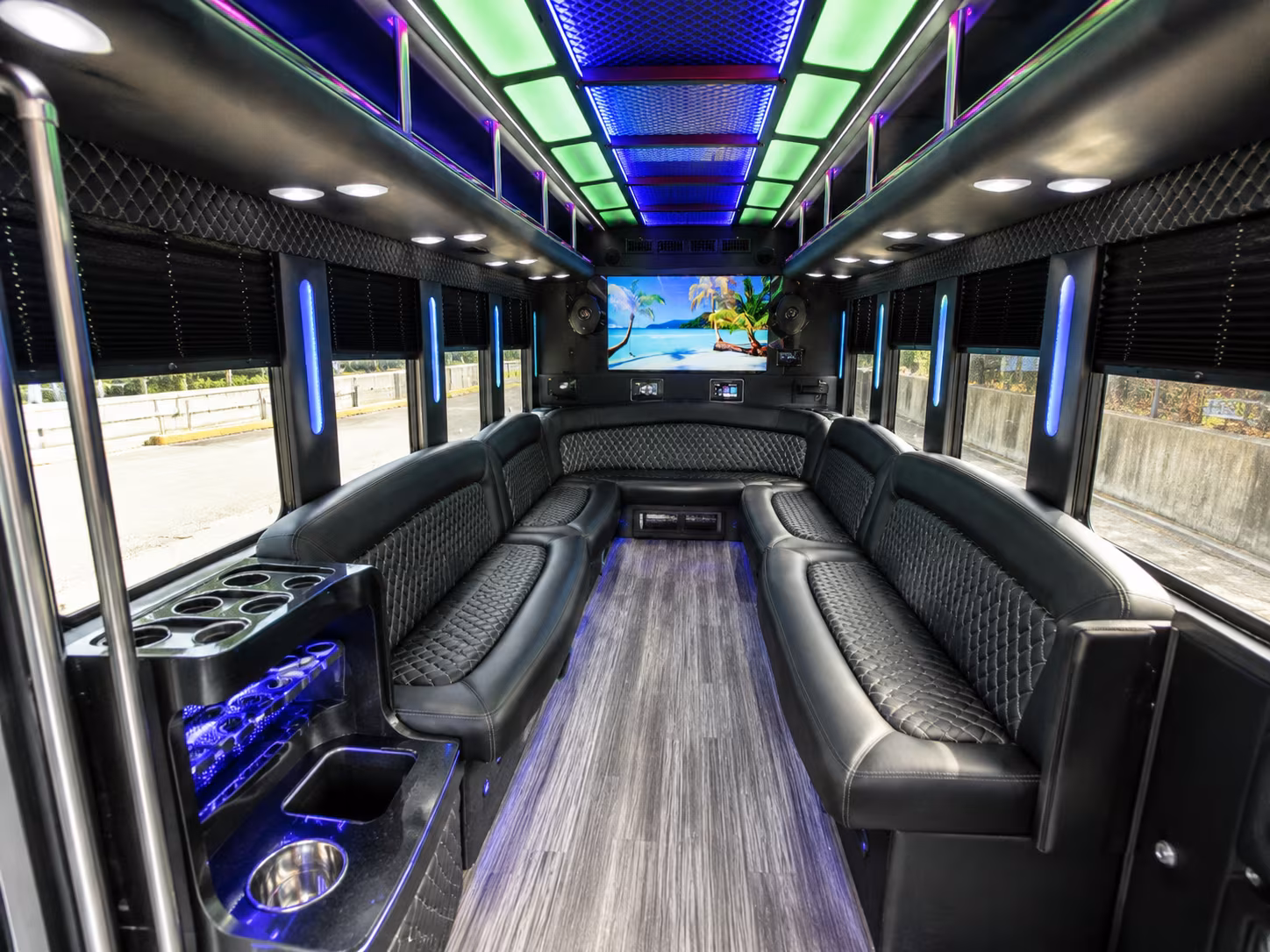 gaithersburg 18 passenger party bus inside