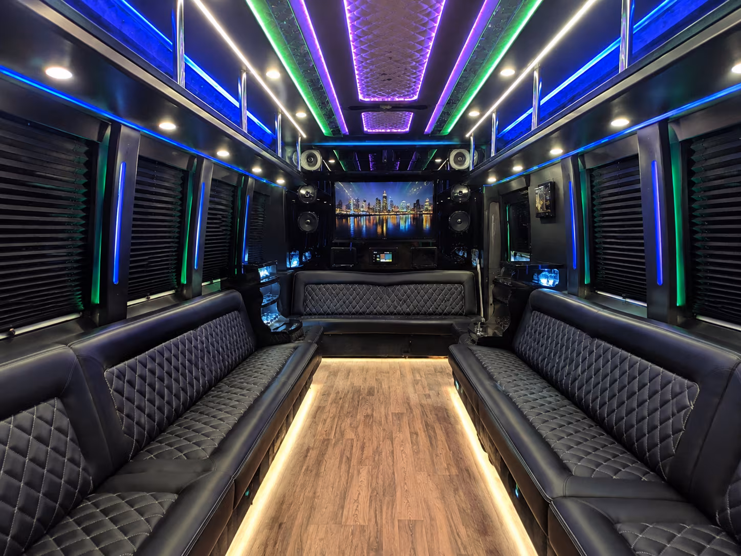 gaithersburg 25 passenger party bus interior