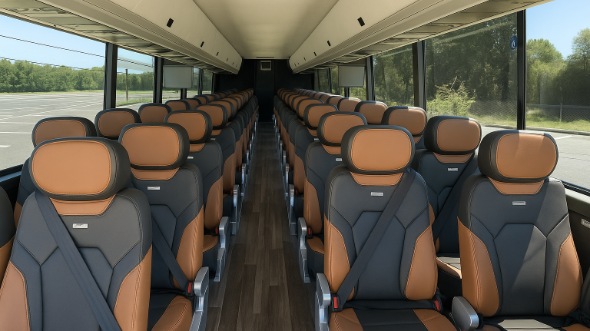 Interior of Charter Bus Company Gaithersburg's 56 Passenger Charter Bus in Gaithersburg