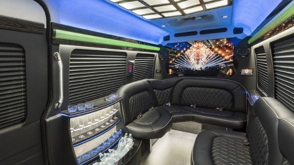 Interior of Charter Bus Company North Bethesda's Sprinter Limo in North Bethesda